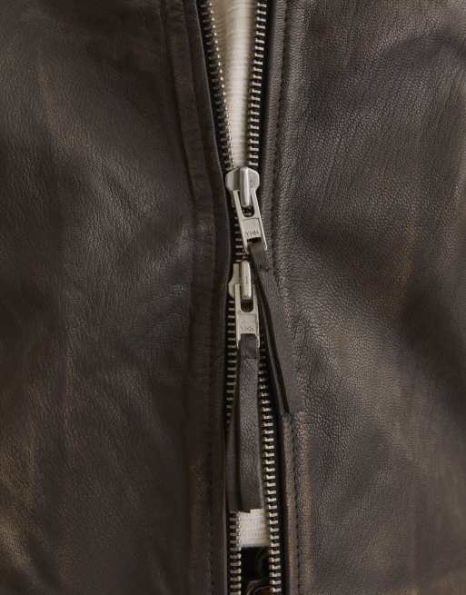 Chaqueta marrón chocolate de cuero de Jack & Jones, 6 de 7