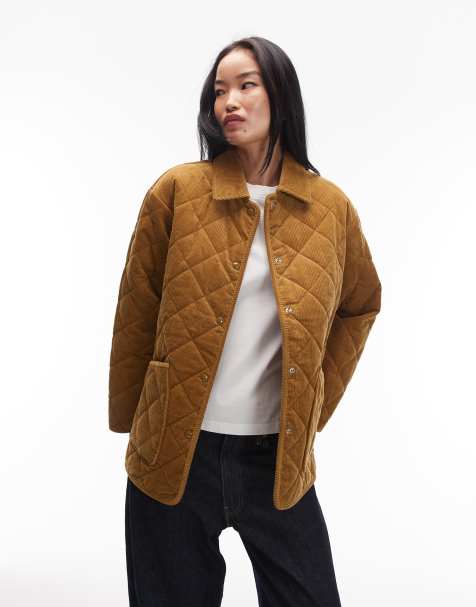 Chaqueta marrón claro de estilo campero guateada con solapas en contraste de pana de ARKET - view 1