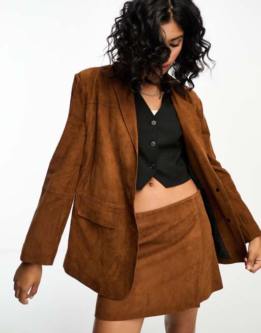  Chaqueta marrón de ante Capsule de Mango (parte de un conjunto)