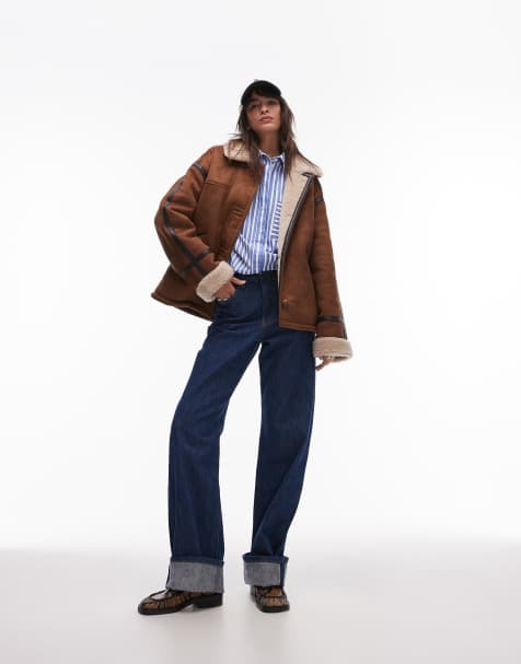 Chaqueta marrón de borreguito de Topshop - view 1