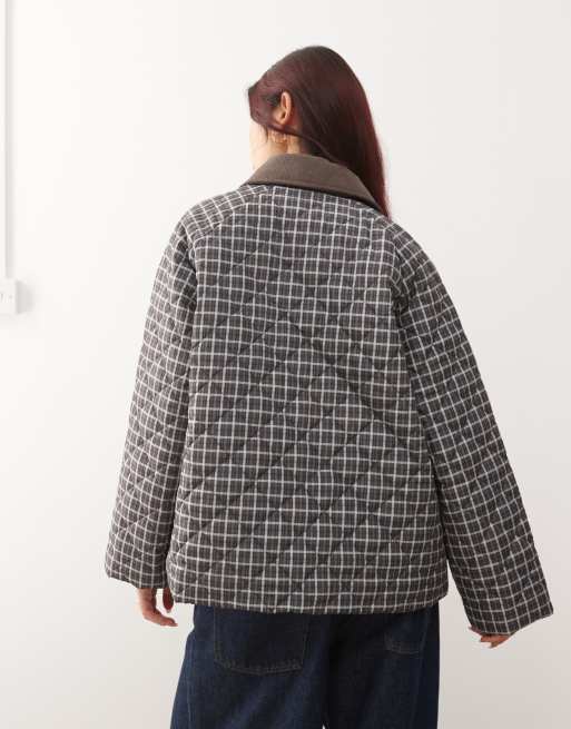 Chaqueta marrón de cuadros acolchada de Noisy May, 4 de 4