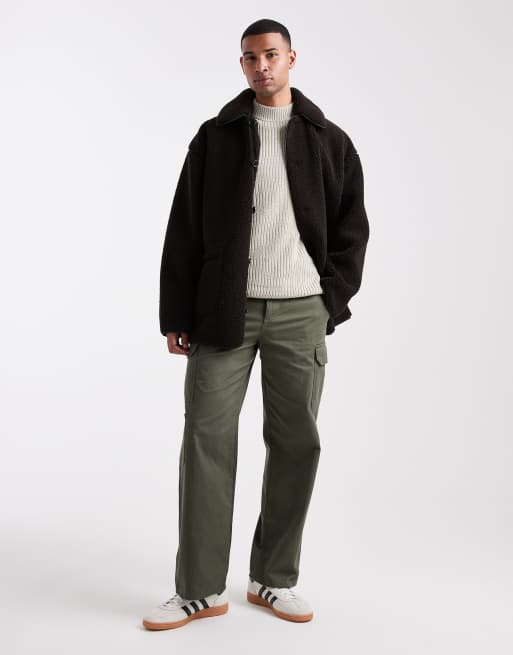 Chaqueta marrón de estilo entrenador de borreguito de ASOS DESIGN, 2 de 5