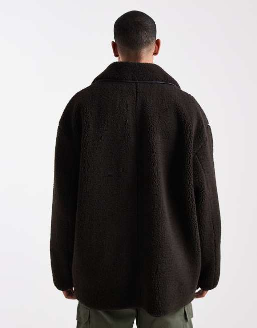 Chaqueta marrón de estilo entrenador de borreguito de ASOS DESIGN, 3 de 5