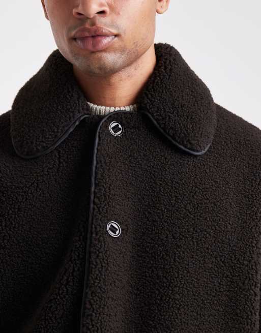 Chaqueta marrón de estilo entrenador de borreguito de ASOS DESIGN, 4 de 5