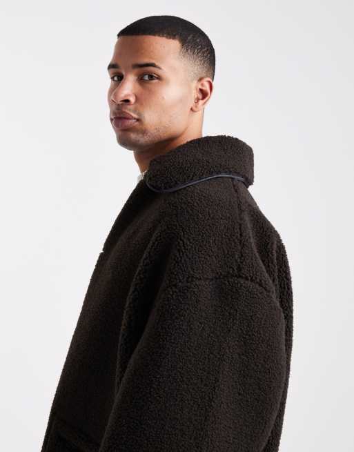 Chaqueta marrón de estilo entrenador de borreguito de ASOS DESIGN, 5 de 5