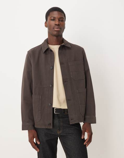 Chaqueta marrón estilo camisa de sarga sobretintada de ARKET - view 1