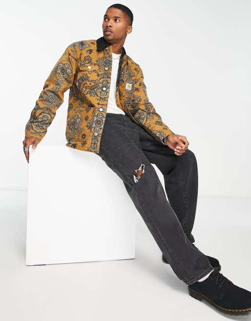 Chaqueta marrón forrada con estampado de cachemir Michigan de Carhartt WIP, 4 de 4