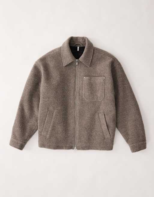 Chaqueta marrón guateada estilo camisa de tejido con lana de ASOS COLLECTIVE, 7 de 7
