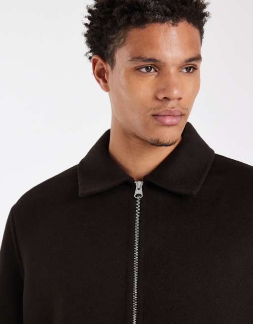 Chaqueta marrón oscuro de estilo worker con diseño de doble capa de tejido rico en lana de ARKET, 5 de 6