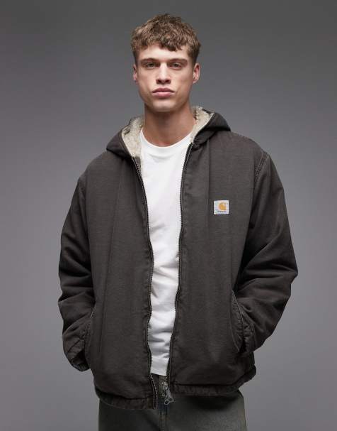 Chaqueta marrón oscuro extragrande con capucha y forro de borreguito Mitch de Carhartt WIP - view 1