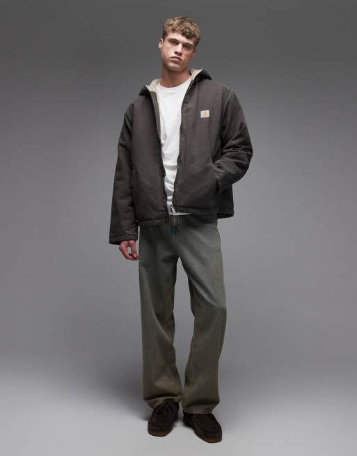 Chaqueta marrón oscuro extragrande con capucha y forro de borreguito Mitch de Carhartt WIP, 2 de 5