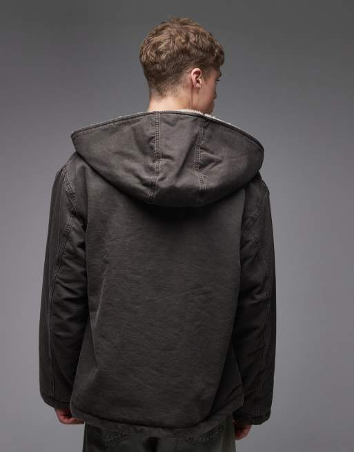 Chaqueta marrón oscuro extragrande con capucha y forro de borreguito Mitch de Carhartt WIP, 3 de 5