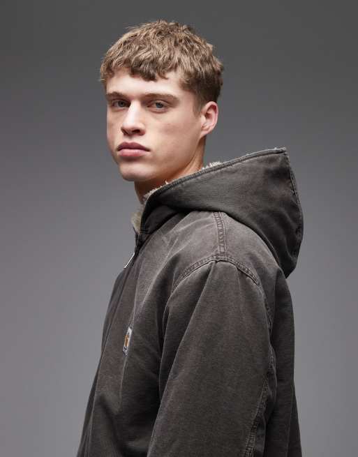 Chaqueta marrón oscuro extragrande con capucha y forro de borreguito Mitch de Carhartt WIP, 4 de 5