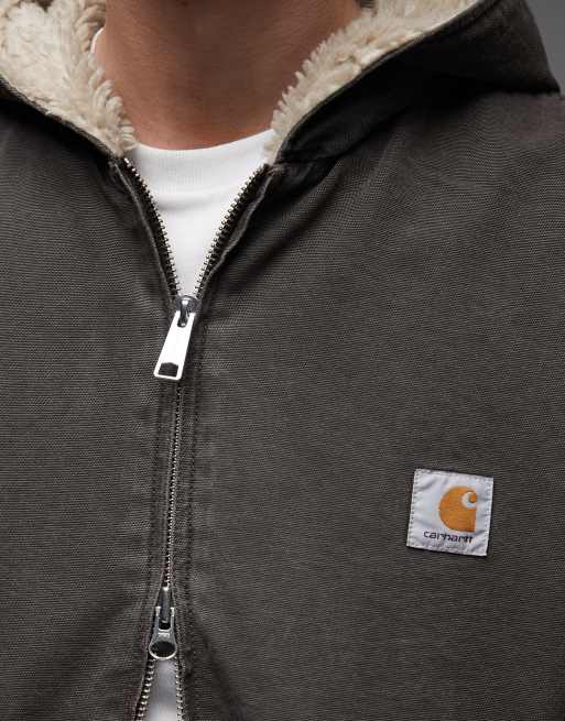 Chaqueta marrón oscuro extragrande con capucha y forro de borreguito Mitch de Carhartt WIP, 5 de 5