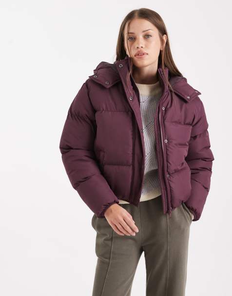 Chaqueta morado higo acolchada con capucha de Brave Soul - view 1