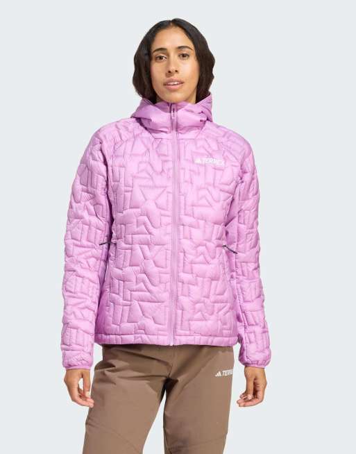 Chaqueta morado lavado aislante de corte suelto con capucha Terrex Xperior Primaloft de adidas Performance