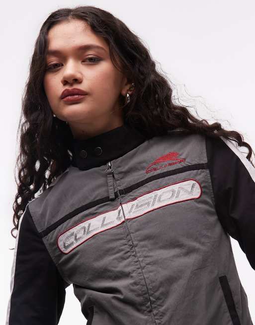 Chaqueta multicolor acolchada de estilo motocross de COLLUSION, 4 de 4