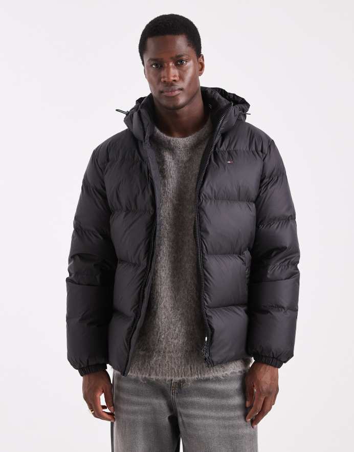 Tommy Jeans Chaqueta negra acolchada básica de