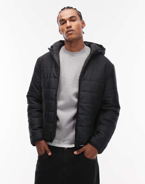 Chaqueta negra acolchada con capucha peakMAX™ de ASOS DESIGN - view 1