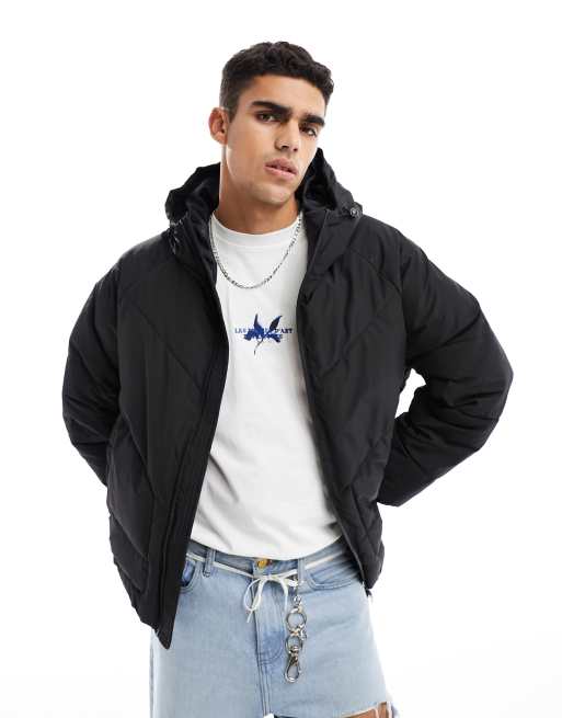 Chaqueta negra acolchada con cremallera de Sixth June