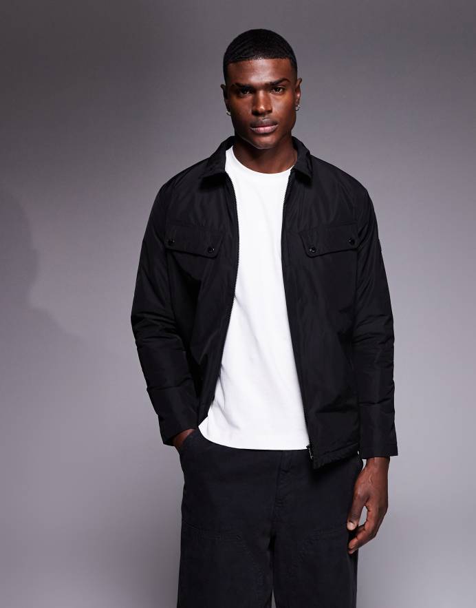 Barbour International Chaqueta negra acolchada estilo camisa Ariel de