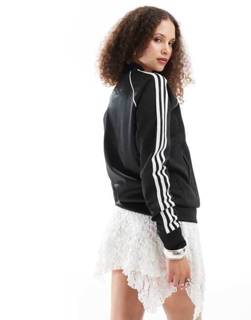 Chaqueta negra cl sica con 3 rayas de adidas Originals