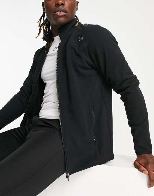 Chaqueta negra con cremallera de felpa Planet de Calvin Klein