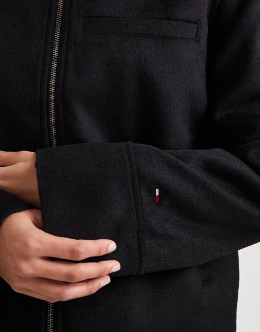 Chaqueta negra con cremallera y cuello de solapas de lana de Tommy Jeans , 4 de 4