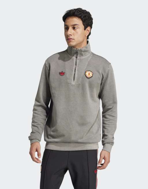 Chaqueta negra con media cremallera y diseño del Manchester United Terrace Icons de adidas Originals