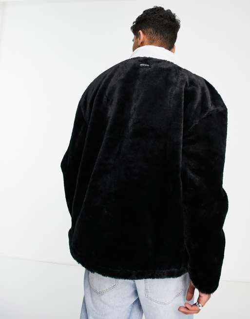 Chaqueta negra con paneles blancos de micropiel de Liquor N Poker, 3 de 4