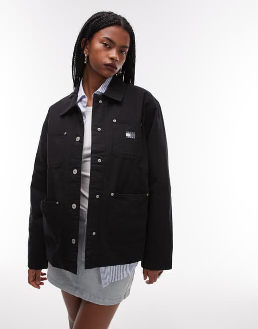 Chaqueta negra con solapas en contraste Chore de Tommy Jeans