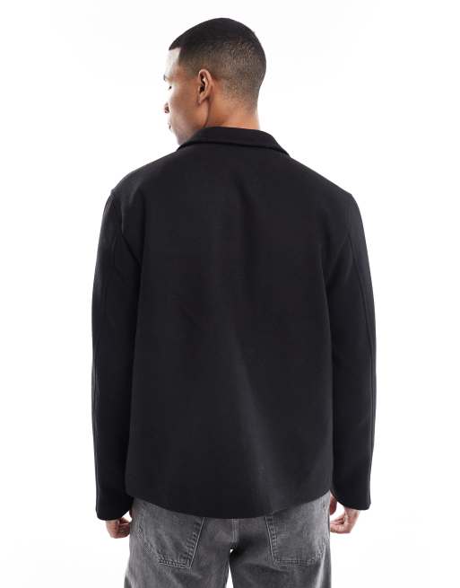 Chaqueta negra de corte cuadrado de mezcla de lana de Jack & Jones, 4 de 5