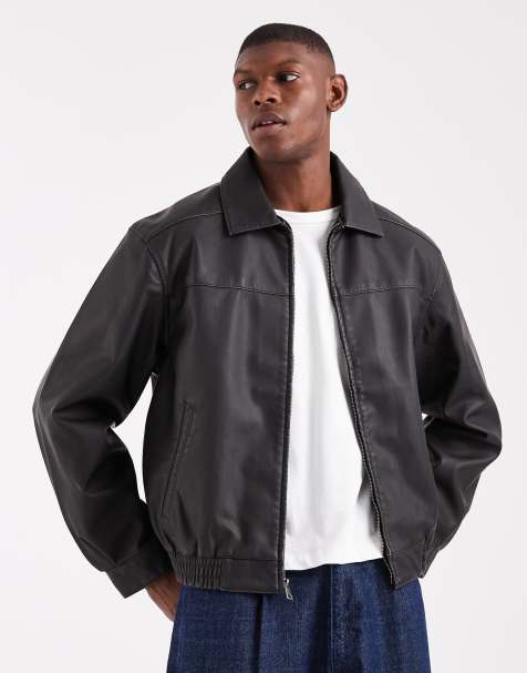 Chaqueta negra de cuero sintético de Hollister - view 1