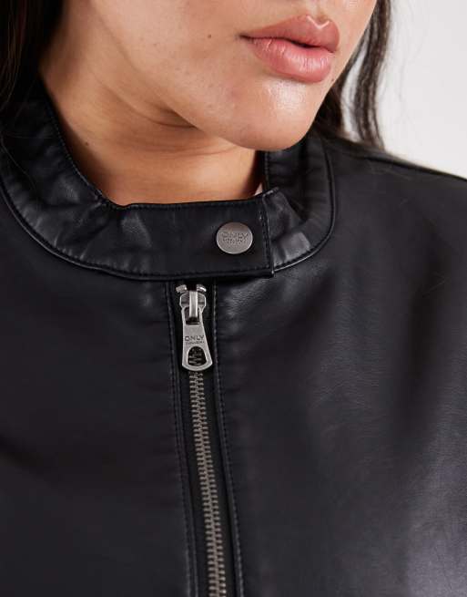 Chaqueta negra de cuero sintético de Only Curve, 3 de 4