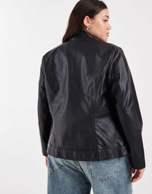 Chaqueta negra de cuero sintético de Only Curve, 4 de 4