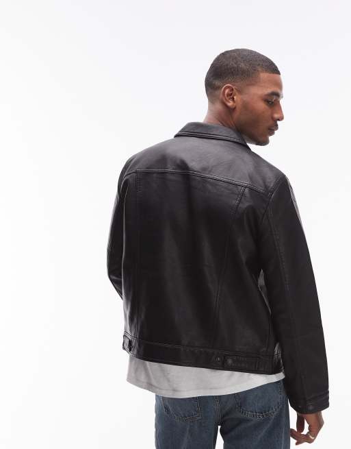 Chaqueta negra de estilo camionero de cuero sintético The Trucker de Levi's, 4 de 4