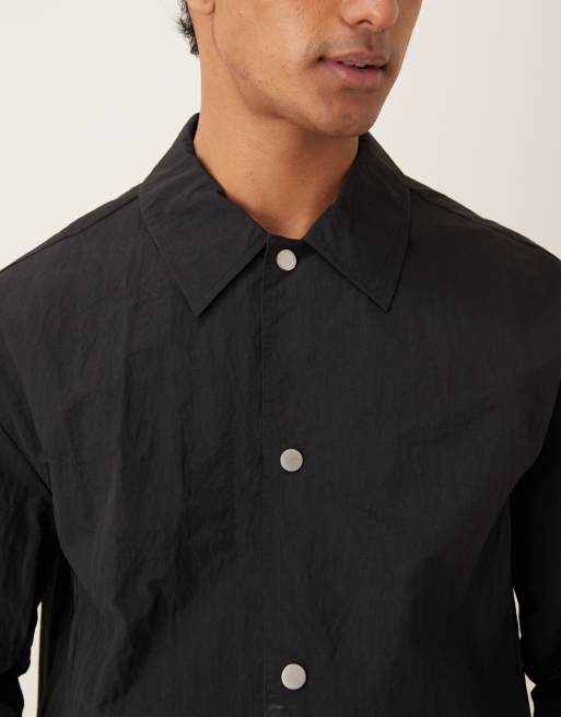 Chaqueta negra de estilo entrenador de nailon ligero de ASOS DESIGN, 5 de 5