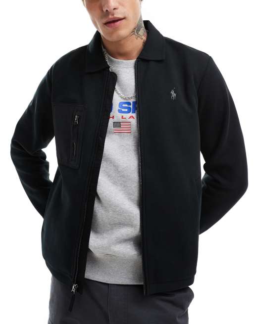 Chaqueta negra de punto doble estilo sudadera con logo Icon de Polo Ralph Lauren