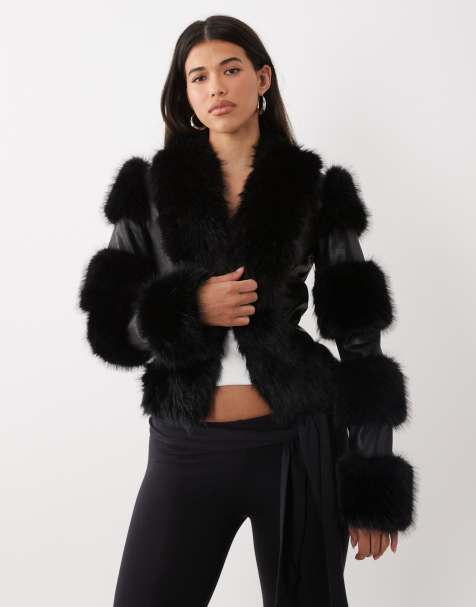 Chaqueta negra entallada de tejido efecto cuero texturizado con diseño de paneles y ribete de piel sintética Vrai de I.AM.GIA - view 1