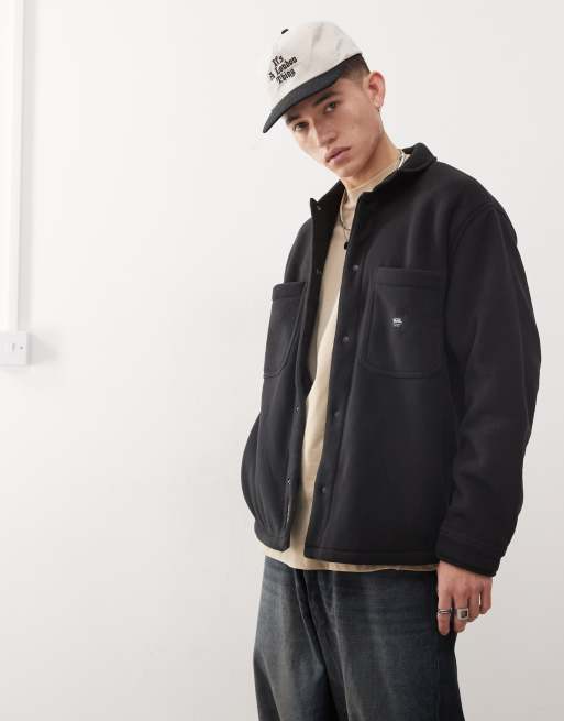 Chaqueta negra estilo camisa de felpa polar gruesa Penmar de Vans
