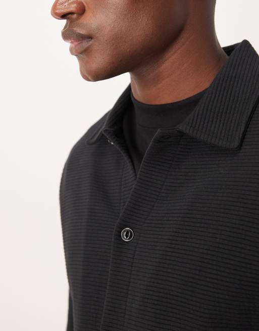Chaqueta negra estilo camisa de punto acanalado de ASOS DESIGN, 5 de 5