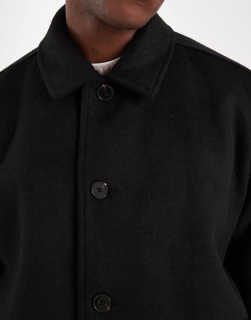 Chaqueta negra extragrande de tejido efecto lana de ASOS DESIGN, 5 de 5