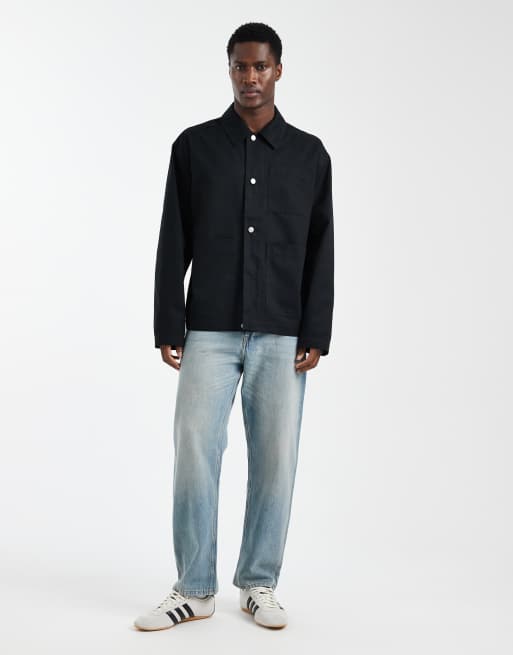 Chaqueta negra extragrande estilo worker de ASOS DESIGN, 3 de 5