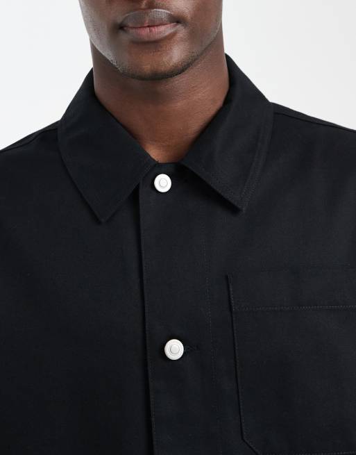 Chaqueta negra extragrande estilo worker de ASOS DESIGN, 5 de 5
