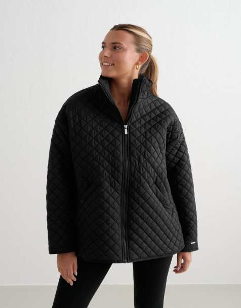 Chaqueta negra extragrande guateada de Aim'n - view 1