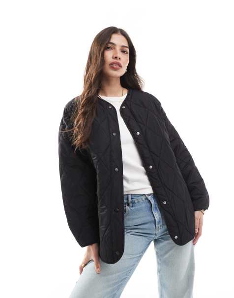 Chaqueta negra ligera guateada de PIECES - view 1