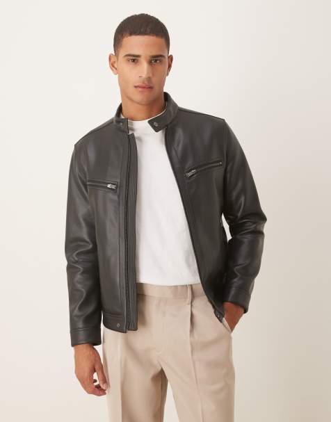 Chaqueta negra sin solapas con detalle de bolsillo de cuero sintético de Mango - view 1