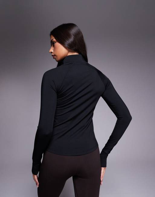 Chaqueta negra térmica para correr con cremallera corta Icon de 4505, 3 de 4