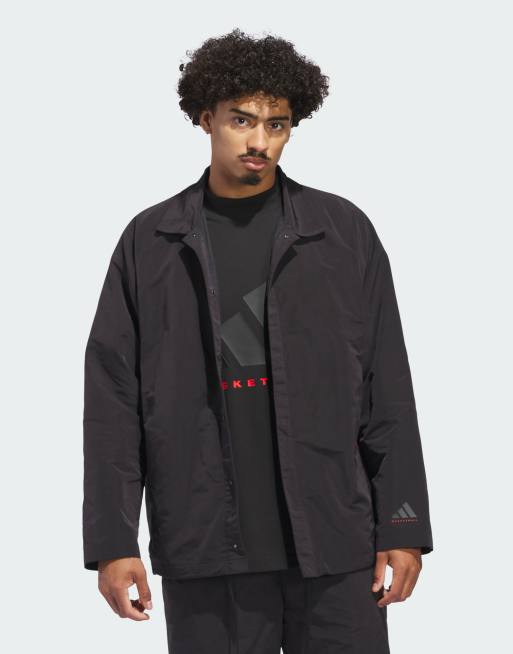 Chaqueta negra unisex de estilo entrenador de adidas Basketball