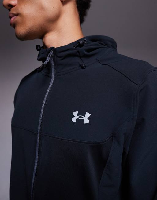 Chaqueta negra utilitaria con cremallera de tejido liso de Under Armour, 5 de 5